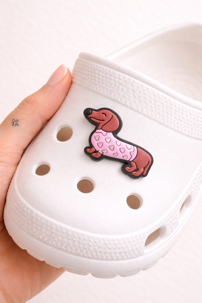 Clog Charm: Weiner Dog Heart Sweater